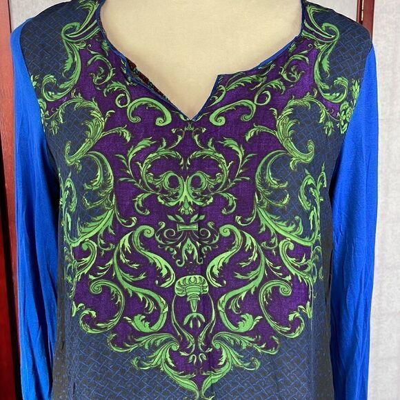 BIBA Bohemian Traditional Indian Long Sleeve Dress w/Floral Designs (Size: 8) - Picture 2 of 15